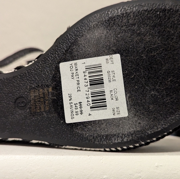 MIA Black and White Retro Barbie Woven Wedge Sandals Espadrilles - Picture 5 of 6